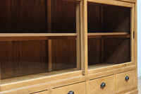 温もり溢れる木地色のオークレトロガラスケース　BB3383