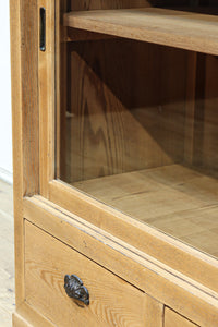 温もり溢れる木地色のオークレトロガラスケース　BB3383