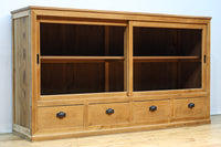 温もり溢れる木地色のオークレトロガラスケース　BB3383