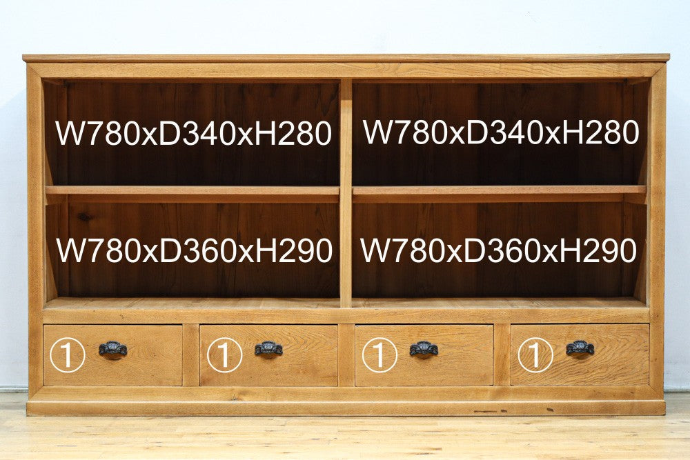 温もり溢れる木地色のオークレトロガラスケース　BB3383