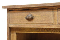 幅1215ミリ 引き出しが上部にある木地色の柔らかな色彩のレトロガラスケース　BB3432