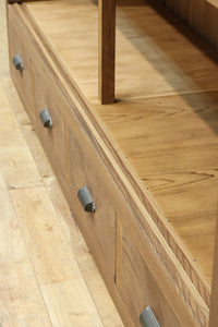 稀少‼︎ 温かみのある木地色に引き出しを上下に備えたレトロオークガラスケース　BB3450