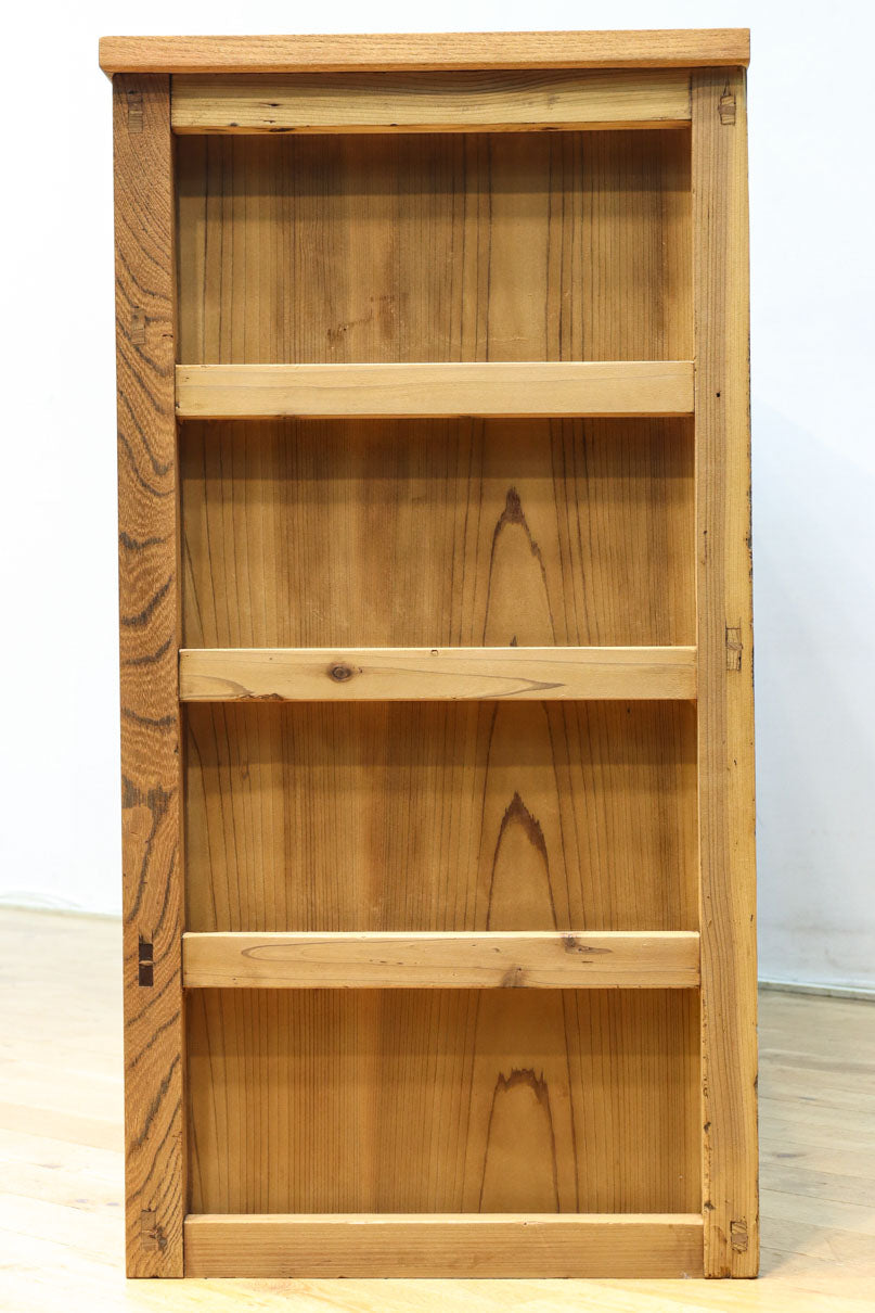 稀少‼︎ 温かみのある木地色に引き出しを上下に備えたレトロオークガラスケース　BB3450