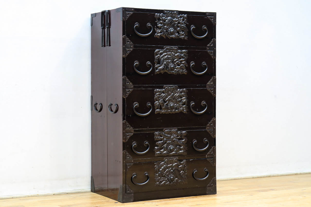 C1*242[ご来店頂ける方限定]箪笥 KUROSHIO 民芸調 引出箪笥64734・水屋64735・ローボード64805