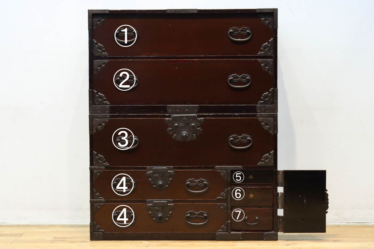 珍品!!豪華な閂をもつ格調ある総桐庄内衣裳箪笥 BB3489 – 古福庵 珍品!!豪華な閂をもつ格調ある総桐庄内衣裳箪笥 BB3489 – 古福庵