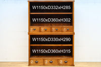 稀少サイズ‼︎ 上下に引き出しを備えた温かみあるオークレトロガラスケース　BB3579