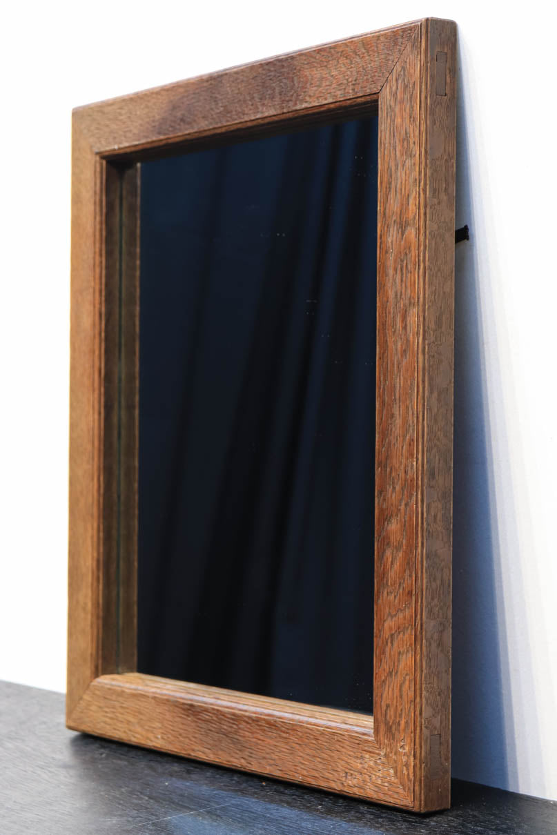 大型サイズ!!　穏やかな杢目の木枠で纏めた壁掛け鏡　DC3781