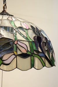 大型サイズ!! カラフルな花模様が美しいステンドグラス装飾のシャンデリア　DC4223