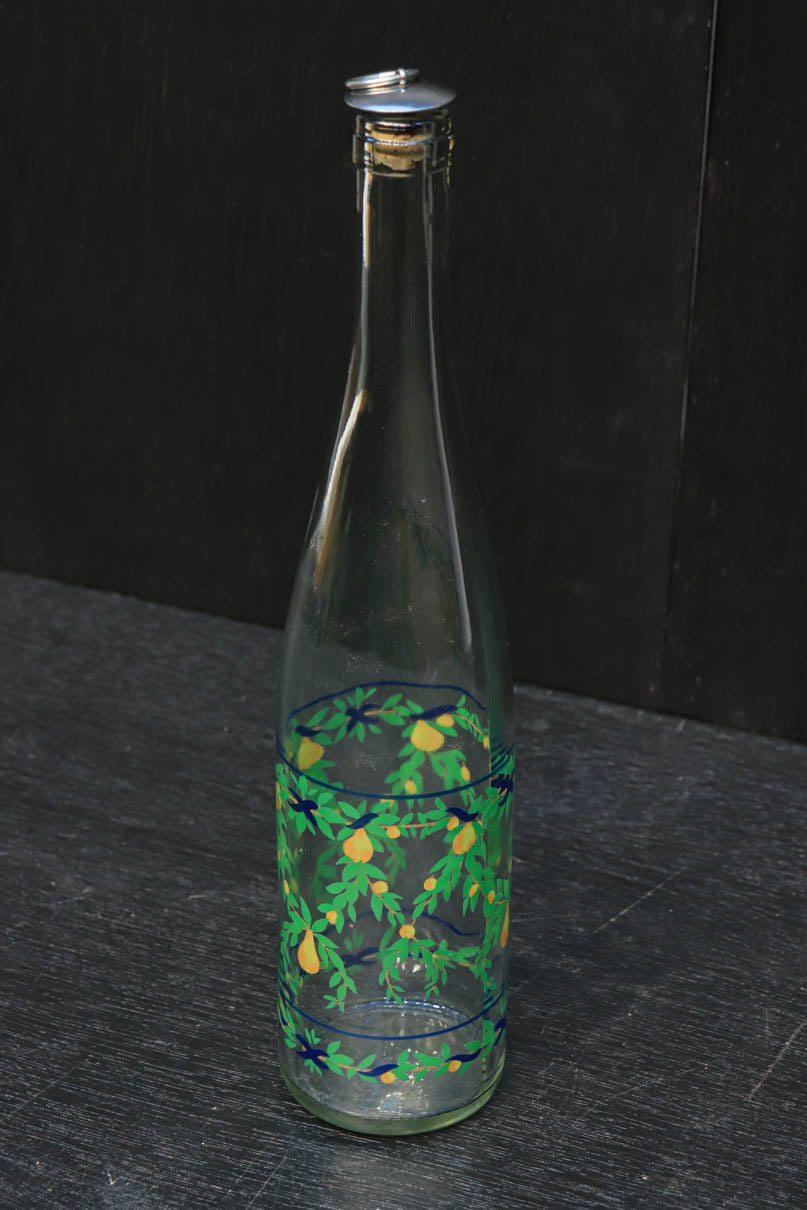 ポップな洋梨柄が可愛いガラス瓶(コルク栓付)　DC4440　在庫1組