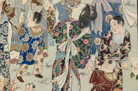 多くの人物が表情豊かに描かれた日本刺繍の衝立　DC4590