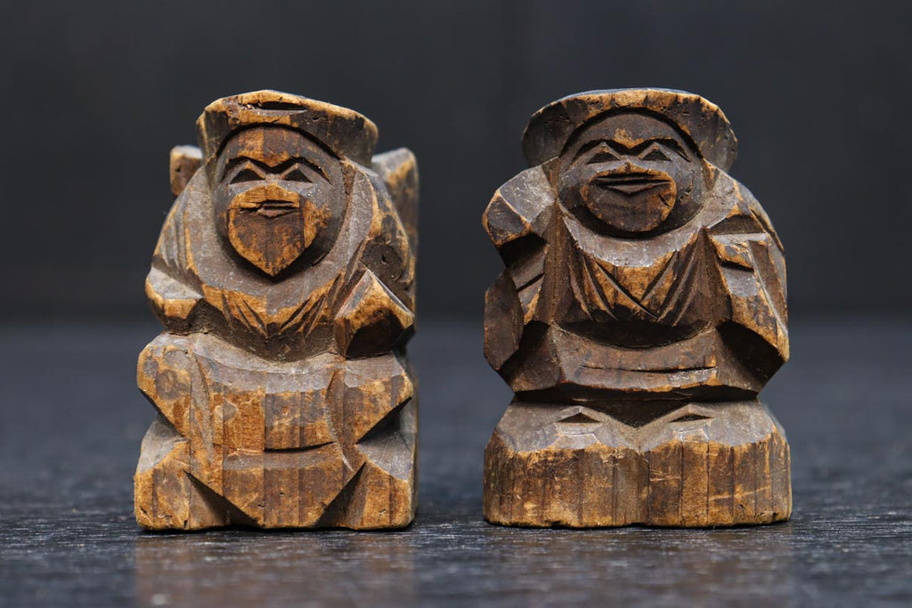 大黒様と恵比寿様 欅衝立