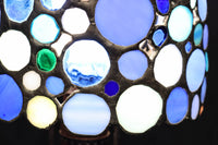 青色の水玉ステンドグラスが上品に灯るスタンドライト　DC5305