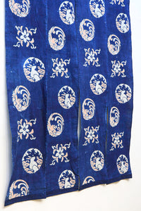 珍品‼ 波うさぎ丸紋‼ 可愛らしい絵柄が浮かぶ藍色の暖簾　DC5319