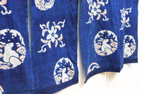 珍品‼ 波うさぎ丸紋‼ 可愛らしい絵柄が浮かぶ藍色の暖簾　DC5319