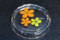 華やかな花柄模様のコ－スタ－付きレトログラス　DC5333　在庫4セット