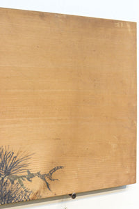 雄々しい鷹と松を描いた雅な趣きある板絵　DC5503