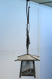 波千鳥のシルエットが浮かぶスリガラス入り吊り灯籠　DC5527