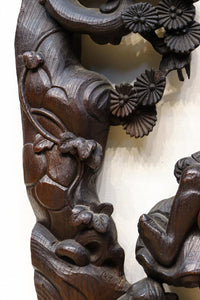 蝦蟇（ガマ）仙人を描いた風情のある彫刻飾り　DC5541