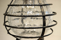 時代の風格溢れる氷裂ガラス製のランタン型電笠　DC5623