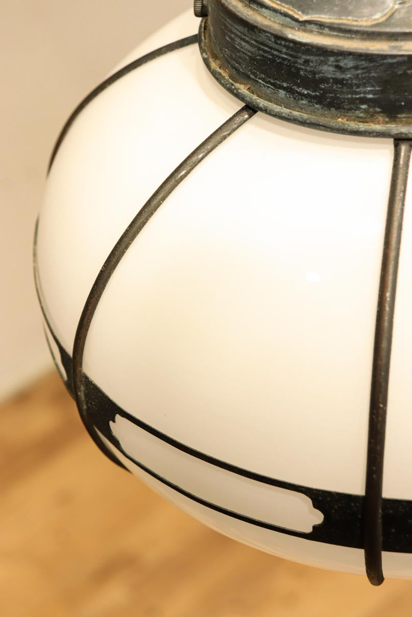 №照明館　大正ロマン　型吹き　腐蝕笠　激レア　アンティーク　ぎやまん №照明館 大正ロマン 型吹き 腐蝕笠 激レア アンティーク ぎやまん