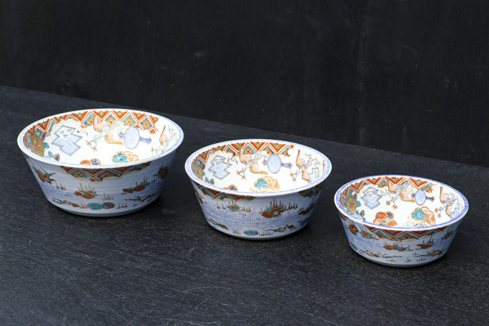 個性的な絵柄が魅力の鉢3種セット DC6134abc 在庫1組 – 古福庵