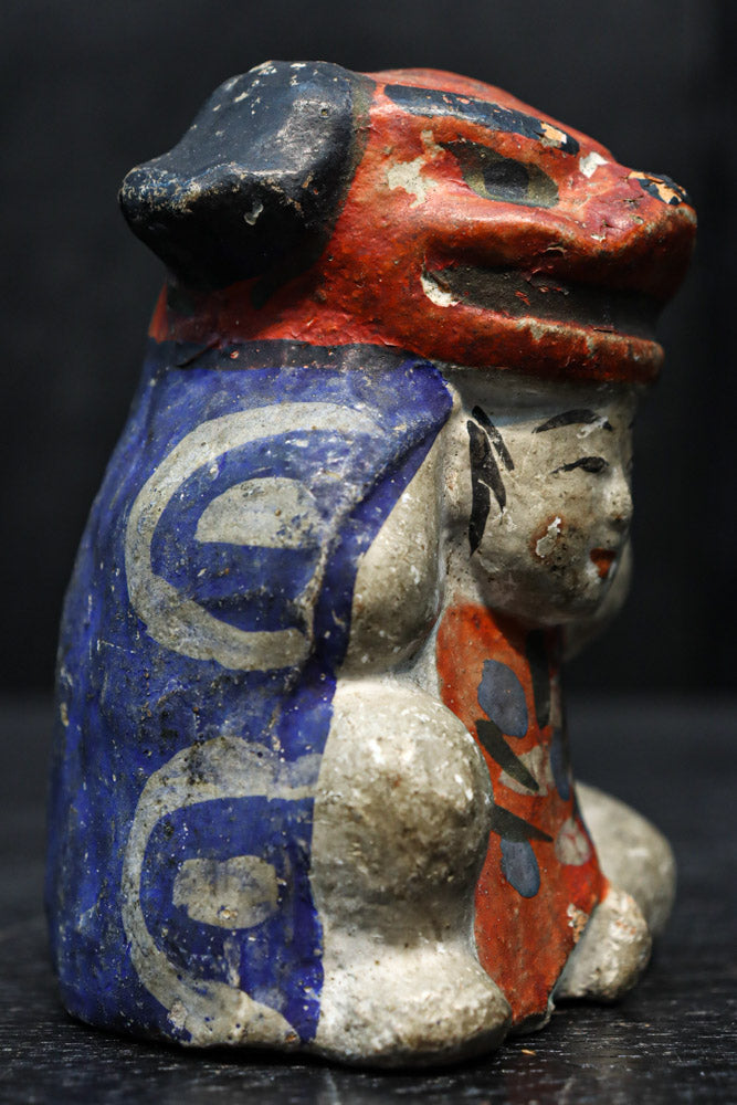 ファンキーな色 土人形 獅子と狛犬 郷土人形 民芸 古道具 アンティーク 古い 土人形 獅子と狛犬 郷土人形 古道具 白に青 アンティーク