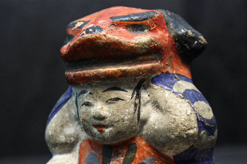 味わい深い色彩の小さな獅子舞の土人形 DC7750 – 古福庵