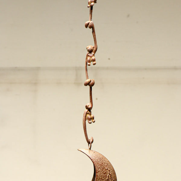 ご精算用】3匹のお猿さんのフックで三日月型の花器を吊るす鉄製花器