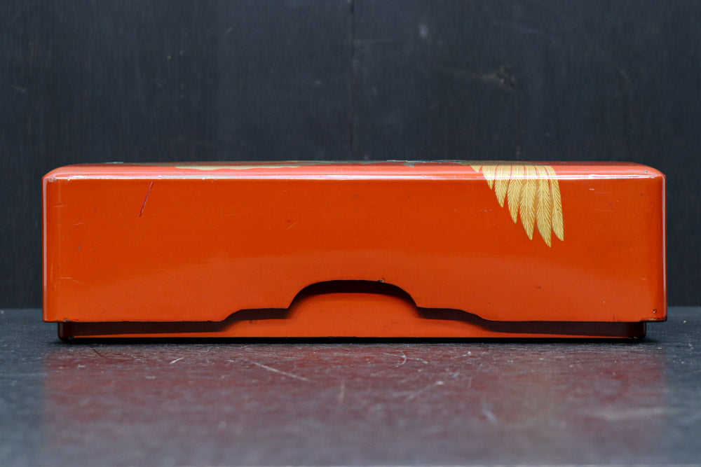 見事な蒔絵の朱漆の小箱　DC7857