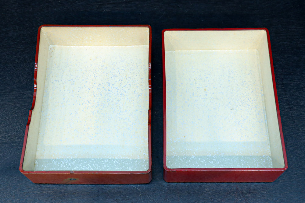 見事な蒔絵の朱漆の小箱　DC7857