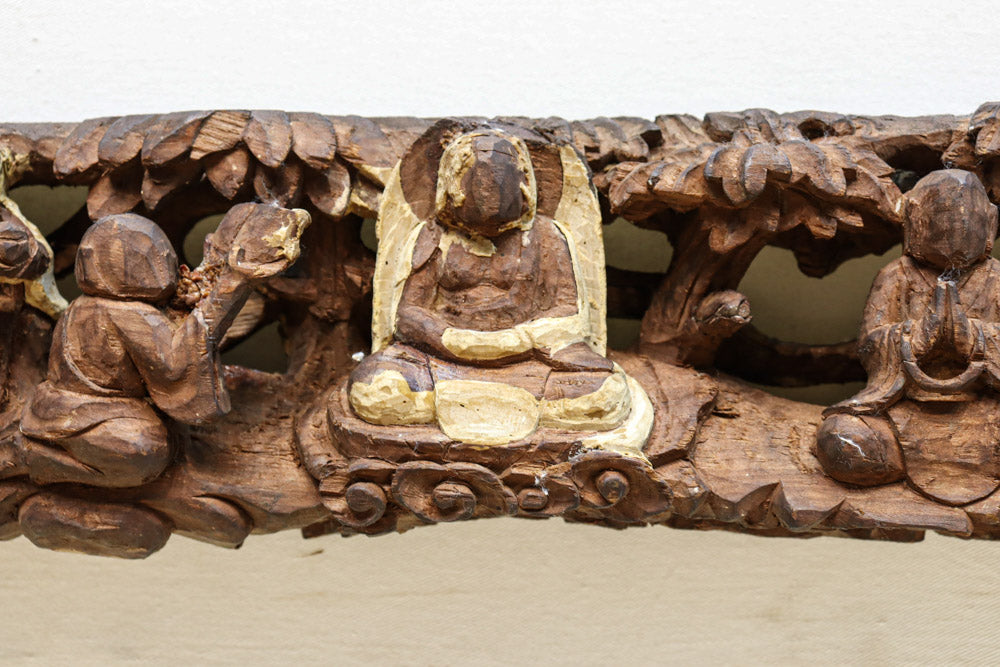 14人のお坊さんの交流会を細やかに描いた彫刻飾り DC7906 – 古福庵