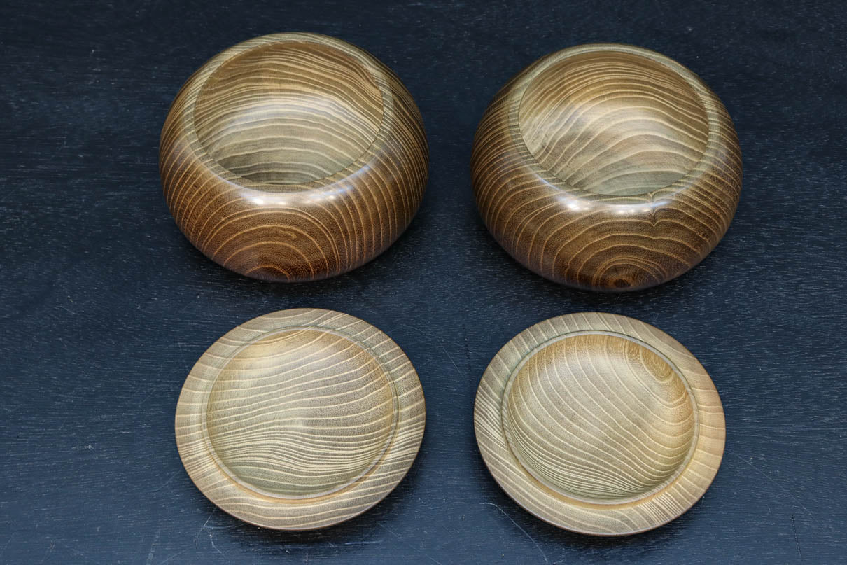 優美な杢目で温かみのある碁笥　DC7918　在庫2個