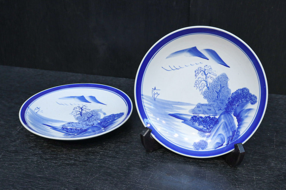 清閑な家屋のある風景を描いた中皿　DC7944ab　在庫(a:2 b:1)枚