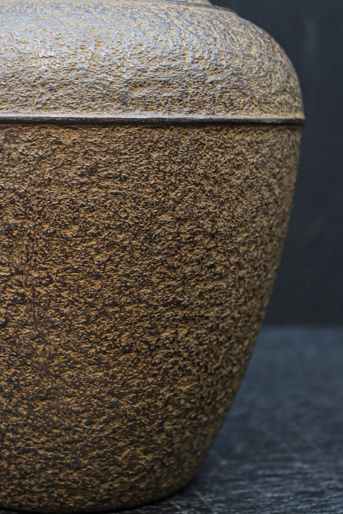 丸みを帯びた小型の鉄製壺花器　DC7979