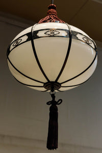 昭和レトロ！！菊菱装飾金具が目を引く雪洞型の電笠　DC8001a