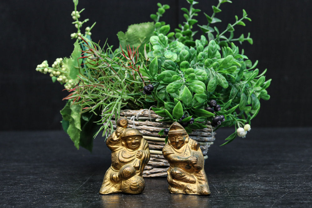 小振りサイズ!! 金色に彩られた恵比須様と大黒様のセット　DC8070　在庫2体1組