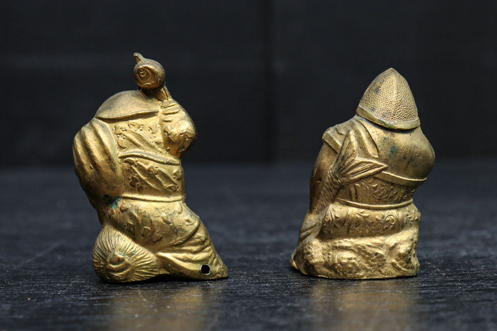 小振りサイズ!! 金色に彩られた恵比須様と大黒様のセット　DC8070　在庫2体1組