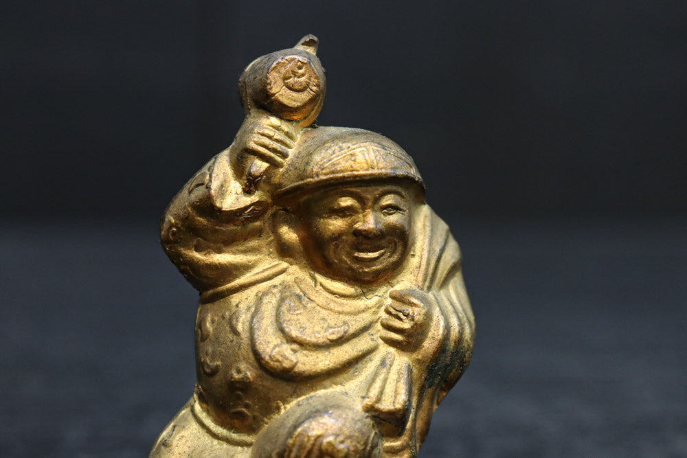 小振りサイズ!! 金色に彩られた恵比須様と大黒様のセット　DC8070　在庫2体1組