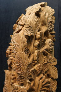 菊の葉と花が細やかに彫り描かれた彫刻梁飾り　DC8074bc　在庫(b:1 c:1)枚