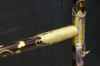 極上!! 黒漆に蒔絵が絢爛優美な組み立て式衣桁　DC8077