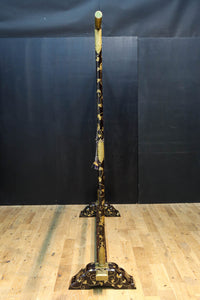 極上!! 黒漆に蒔絵が絢爛優美な組み立て式衣桁　DC8077