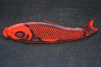 鯉をモチーフにした朱漆の長盆　DC8089