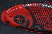 鯉をモチーフにした朱漆の長盆　DC8089