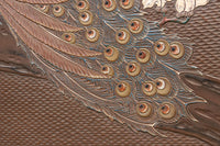 極上!! 雅な色彩で孔雀と鷹を描いた気品漂う衝立　DC8109