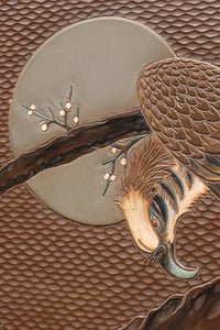 極上!! 雅な色彩で孔雀と鷹を描いた気品漂う衝立　DC8109