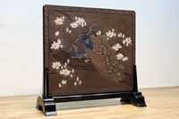 極上!! 雅な色彩で孔雀と鷹を描いた気品漂う衝立　DC8109