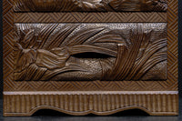 多種多様な花が美しく描かれた日光彫の小引き出し　DC8114