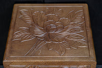 多種多様な花が美しく描かれた日光彫の小引き出し　DC8114