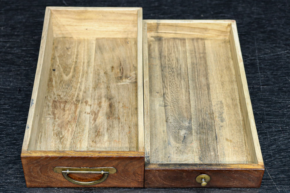 美しい杢目に金具の風格漂う桑材硯箱　DC8120