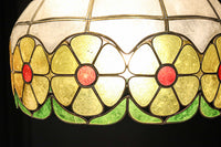 可愛らしい丸い花柄模様が並ぶレトロなステンドグラス電笠　DC8142